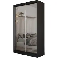 MargaretHadas24 120 cm brede garderobekast Darix met spiegel, inclusief 2 schuifdeuren. Schuifdeurenkast (kleur: zwart)
