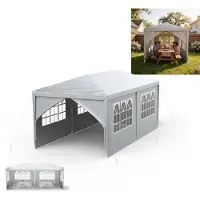 XINZI Paviljoen, 3x6 meter, tuinpaviljoen, feesttent, gazebo met afneembare zijwanden, waterdicht, stabiel stalen frame, geschikt voor tuinfeesten, grijs