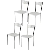 STOCK LINE t m c s Tommychairs - Set van 4 moderne stoelen ELEGANCE, geschikt voor keuken en eetkamer, met een stevig frame van verchroomd staal en een houten zitvlak in de kleur wit
