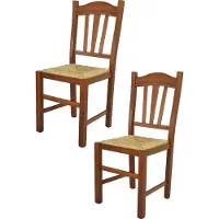 STOCK LINE t m c s Tommychairs - Set van 2 stoelen SILVANA, geschikt voor keuken en eetkamer, met een stevige structuur van beukenhout, gelakt in een lichtnootkleur, en een zitting van stro