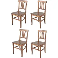 STOCK LINE t m c s Tommychairs - Set van 4 stoelen ARTEMISIA, geschikt voor keuken en eetkamer. Robuuste constructie van gelakt beukenhout in de kleur notenbruin, met een houten zitvlak