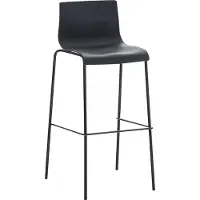 In And OutdoorMatch And OutdoorMatch Klassieke barkruk Emory - Zwart - Modern design - Ergonomische barkrukken - Set van 1 - Met rugleuning - Voetsteun - Geschikt voor keuken en bar - Zitting van kunststof