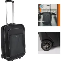 H4L Hybride trolley reiskoffer, zwarte koffer, 32 liter