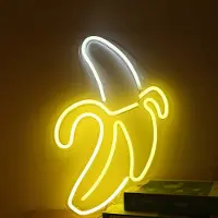 Rosikey LED neonlicht, bananenvorm, nachtlampje, USB-aansluiting, met acryl achterpaneel, geschikt voor decoratie in huis, op feestjes, bruiloften en in bars. Lamp