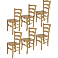 STOCK LINE t m c s Tommychairs - Set van 6 stoelen VENICE, geschikt voor keuken en eetkamer, met een stevige structuur van gelakt beukenhout in de kleur eikenhout en een houten zitvlak