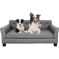 WISFOR Huisdierenbank met rugleuning, hondenbank, hondenmat, hondenbed, afmetingen: 96 x 72 x 40 cm