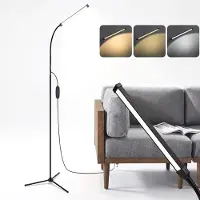 Rosikey LED vloerlamp - Dimbaar, modern, flexibele zwanenhals staande lamp - 3 kleurmodi, 10 helderheidsniveaus - zwart, 152 cm