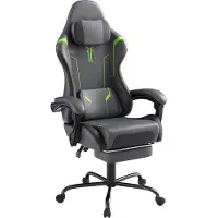 LZQ Kantoel, gaming stoel, ergonomische gaming fauteuil met voetsteun, hoofdsteun en lendensteun, beklede gaming stoel, grijs