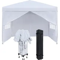 JOIEYOU Paviljoen 3x3m, inklapbaar met zijpanelen en ramen, inclusief draagtas. Inklapbare tent van polyester, geschikt voor de tuin, buitenactiviteiten. Wit