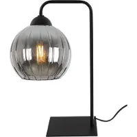 Light11 HOME Tafel lamp Costa, zwart, 1 lichtpunt, glazen kap in rookgrijze kleur, bolvormig, fitting E27