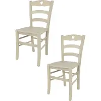 STOCK LINE t m c s Tommychairs - Set van 2 stoelen CUORE, geschikt voor keuken en eetkamer, met een stevige structuur van beukenhout, gelakt in een anilinfarb wit, en een houten zitvlak (ingebouwde zitting)