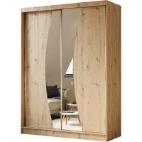 MargaretHadas24 160 cm hoge garderobekast Vex met spiegel, inclusief 2 schuifdeuren. Schuifdeurkledingkast (kleur: artisan)