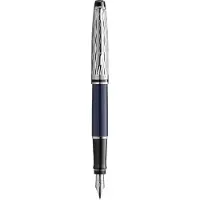 Waterman Expert vulpen | Metaal-blauwe lak met palladium detail | Gebeitelde dop | Roestvrij staal medium penpunt