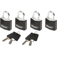 Masterlock O3mm - Hangsloten 20mm - Set van 4 - zwart (set van 4)