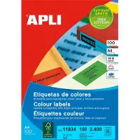 APLI Gekleurde etiketten ft 70 x 37 mm (b x h), geel, 2.400 stuks, 24 per blad