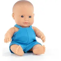 Miniland babypop blanke jongen 8 1/4 inch in polybag. Gemaakt in Spanje met vanillegeur. Anatomisch correct. Mijn Friends & Me-collectie