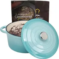 Chefarone Gusseisenpan - Kookpan - Inclusief deksel - Geschikt voor alle warmtebronnen - Geëmailleerd - Blauw