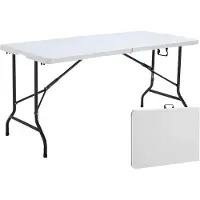 Oviala - Tafel met witte inklapbare tafelblad 152 x 70 x 74 cm wit - REKKEM