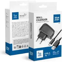 Blue Star 2A Smartphone-oplader en 1m flexibele USB Type C-kabel Bluestar Zwart