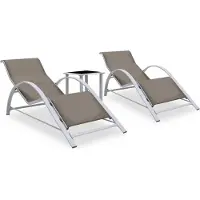 Syfax Ligbedden 2 st met tafel aluminium taupekleurig