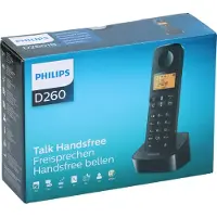 Philips Telefoon D2602B/01 - 1,6" Grafisch Display - 16 Uur Gesprekstijd - Beller ID - Sneltoetsen - Vrijstaande Handset met Luidspreker - Zwart