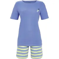 Ringella Katoen gestreepte shortama blauw - Blauw - Maat - 40