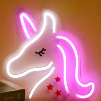 Rosikey LED Neonlicht, eenhoorn, nachtlampje, USB-aansluiting, met acryl achterpaneel, geschikt voor decoratie thuis, op feestjes, bruiloften en in bars. Lamp