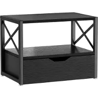 Sonstiges Bureauorganizer met twee niveaus voor printers, met lade, houten bureauorganizer, zwart