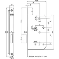Nemef 636 Kastslot | DM60mm | klaviersleutel | voorplaat RVS 20x235mm afgerond | messing nachtschoot | 2 sleutels | DR 1+2+3+4 - 9063617650