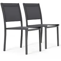 Oviala - Set van 2 grijze en textilène tuinstoelen - Nice