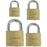 AMIG High Quality Hangsloten / koffersloten set - 4x stuks - maat 30/40/50/60 mm - messing - incl 2 sleutels per slot