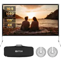 ETOE 120 Inch 16:9 4K Projection Screen, 160° Viewing Angle, Portable Wrinkle-Free, Stable Outdoor/Indoor Use​