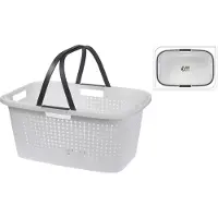 Storage solutions 2x Witte wasmanden met handvatten 60 cm - Draagwasmanden - Wasgoedmand - Mand met handvatten 35 liter