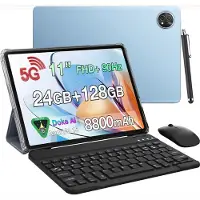 Blackview Tablet ZENO 10 - 5G LTE - 24GB RAM - 128 GB ROM - 8800mAh -Gemini Al - Android 15 - 11 inch - 2K FHD+ gamingtablet - pc-modus - Widevine L1 - OTG - Met Toetsenbord, slimme pen, Muis - Blauw