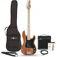 Gear4Music LA Select Bass Guitar Natural 15W Bass Amp Pack
