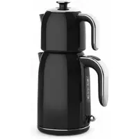 Mulex | MX066 Tee express | elektrische Turkse theepot | Zwart Rvs | - 1.7L + 1.0L | Led-indicator | 360° basis | 1850 W