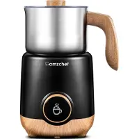 Amzchef Elektrische Melkopschuimer - 4-in-1 Melkverwarmer - 600ml Grote Capaciteit - Incl. Chocolademelk Functie - Zwart/Houtlook