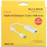 DeLOCK premium Mini DisplayPort naar HDMI adapter - DP 1.2 / HDMI 1.4 (4K 30Hz) / wit - 0,20 meter
