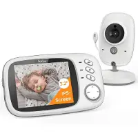 Boifun Babyfoon met Camera - 3.2” Scherm - Automatisch Nachtzicht - Terugspreekfunctie - Energiebesparing - Ingebouwde Slaapliedjes - Zonder WiFi