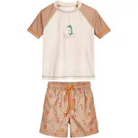 Playshoes UV-bescherming 'Wildtiere' sand / mokka / lichtgroen / oranje
