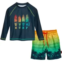 Playshoes UV-bescherming 'Surf' marine / groen / lichtgroen / oranje