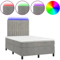 vidaXL Boxspring met matras en LED fluweel lichtgrijs 120x190 cm
