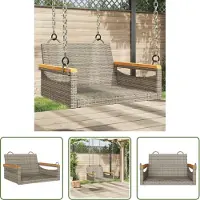 The Living Store Tuinset - Schommelbank - Schommelbank 63x62x40 cm poly rattan grijs - Lounge Set - Buitenschrijnwerk - Outdoor Furniture