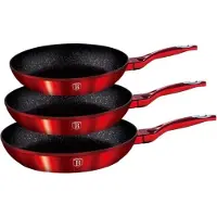 Berlinger Haus set van 3 granieten pannen Red Metallic Line 28133