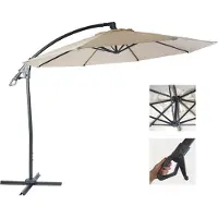 Mendler Luxe zweefparasol -D14, parasol, rond Ø 3m polyester aluminium/staal 14kg ~ crème-wit zonder voet