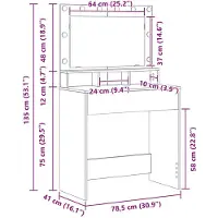 vidaXL Kaptafel Grijs Sonoma 78,5 x 41 x 135 cm Bewerkt hout