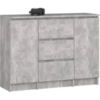 Akord Ladekast K100 met 3 Lades en 2 Deuren / Furniture Factory / Beton Grijs / 101 x 76 x 35 cm