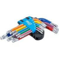 Bgs Stiftsleutelset - meerkleurig - kort - Torx met kogelkop T10 - T50 - 9 delig