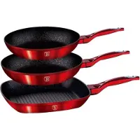 Berlinger Haus set van 3 granieten pannen Red Metallic Line 8694