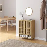 En.casa Schoenenkast Sirgerg bamboe 91x72x35 cm naturel []